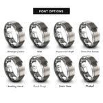 font options for inside engraving on silver spoked motorcycle wheel rings