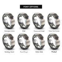 font options for inside engraving on silver spoked motorcycle wheel rings