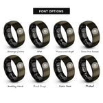 font options for inside engraving on gunmetal & black spoked motorcycle wheel rings