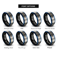 font options for inside engraving on black & blue & grey spoked wheel wrench rings