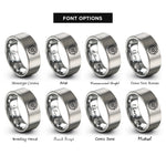 font options for inside engraving on silver spoked wheel wrench rings