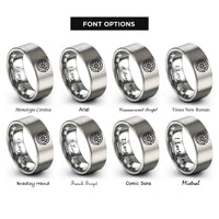 font options for inside engraving on silver spoked wheel wrench rings