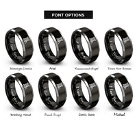 font options for inside engraving on black & gray spool of thread rings