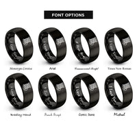 font options for inside engraving on black spool of thread rings