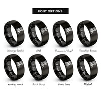 font options for inside engraving on black spool of thread rings