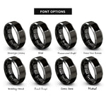 font options for inside engraving on black & grey spoolie brush rings