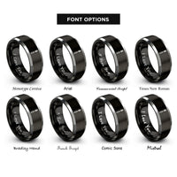 font options for inside engraving on black & grey spoolie brush rings