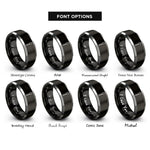 font options for inside engraving on black & silver spoon rings