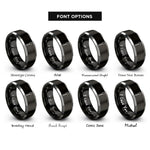 font options for inside engraving on black & grey spoon rings