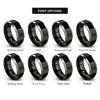 font options for inside engraving on black & grey spoon rings