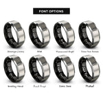 font options for inside engraving on black & grey spoon rings
