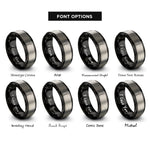 font options for inside engraving on black & grey spoon rings