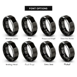 font options for inside engraving on black & silver spoon rings
