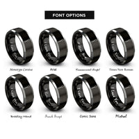 font options for inside engraving on black & silver spoon rings