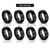font options for inside engraving on black spoon rings
