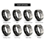 font options for inside engraving on black & gray spoon fork crossed rings