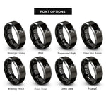 font options for inside engraving on black & grey spoon fork crossed rings