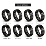 font options for inside engraving on black spoon fork crossed rings