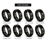 font options for inside engraving on black spoon fork crossed rings