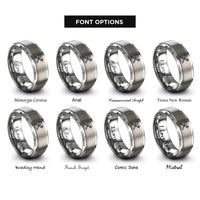 font options for inside engraving on grey spoon fork crossed rings