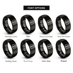 font options for inside engraving on black spoon symbol rings