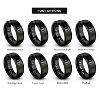 font options for inside engraving on black spoon symbol rings