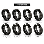 font options for inside engraving on black & grey spork rings