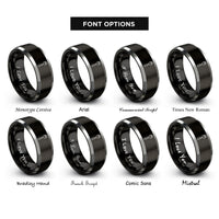 font options for inside engraving on black & grey spork rings