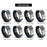 font options for inside engraving on black & blue & silver spot compass rings