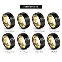 font options for inside engraving on black & gold spotlight beam rings
