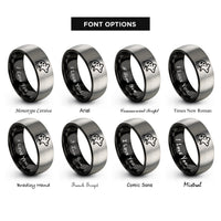 font options for inside engraving on black & gray spotted mouse rings