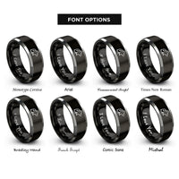 font options for inside engraving on black & gray spotted mouse rings