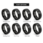 font options for inside engraving on black spotted mouse rings