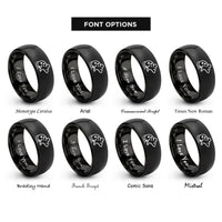 font options for inside engraving on black spotted mouse rings