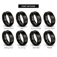 font options for inside engraving on black spotted mouse rings
