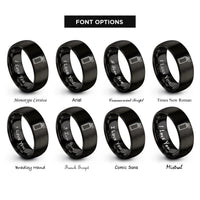 font options for inside engraving on black spray adhesive can rings