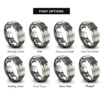 font options for inside engraving on silver spray adhesive can rings