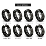 font options for inside engraving on black & gray spray bottle rings