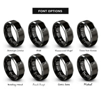 font options for inside engraving on black & gray spray bottle rings