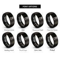 font options for inside engraving on black spray bottle rings