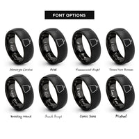 font options for inside engraving on black spray skirt rings