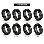 font options for inside engraving on black spray skirt rings