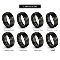 font options for inside engraving on black spray skirt rings