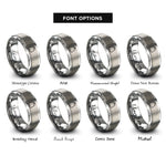font options for inside engraving on silver spray skirt rings