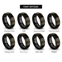 font options for inside engraving on gunmetal & black spray skirt rings