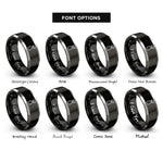 font options for inside engraving on black & silver sprayer rings