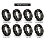 font options for inside engraving on black & silver sprayer rings