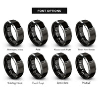 font options for inside engraving on black & silver sprayer rings