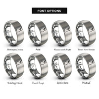 font options for inside engraving on grey sprayer rings