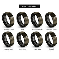 font options for inside engraving on gunmetal & black sprayer rings